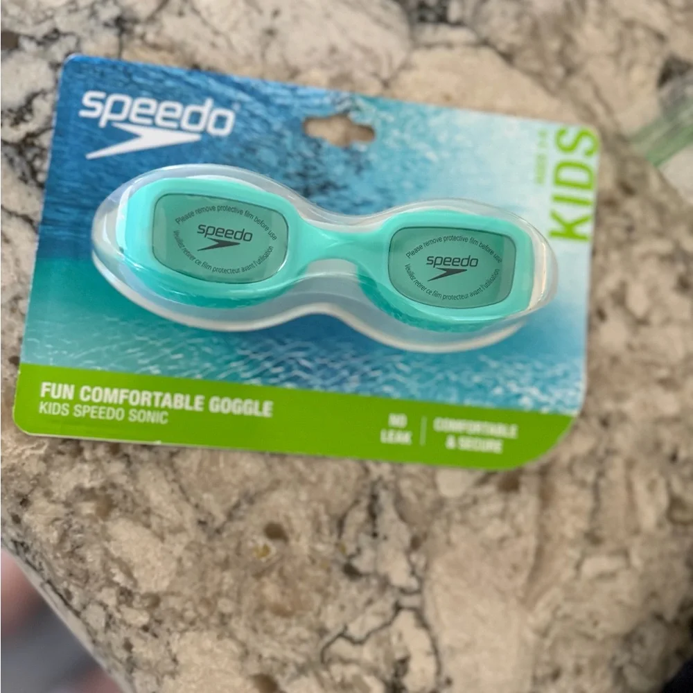 Speedo Kids Goggles - Aqua and Gray